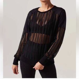 BLANC NOIR NWT Linear Mesh Long Sleeve Top Size L